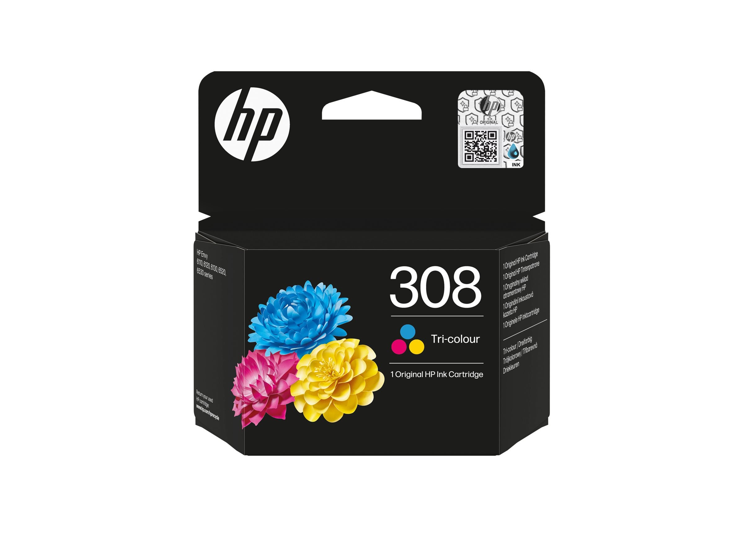 HP 308 Tri-color Original Ink Cartridge Seitenansicht