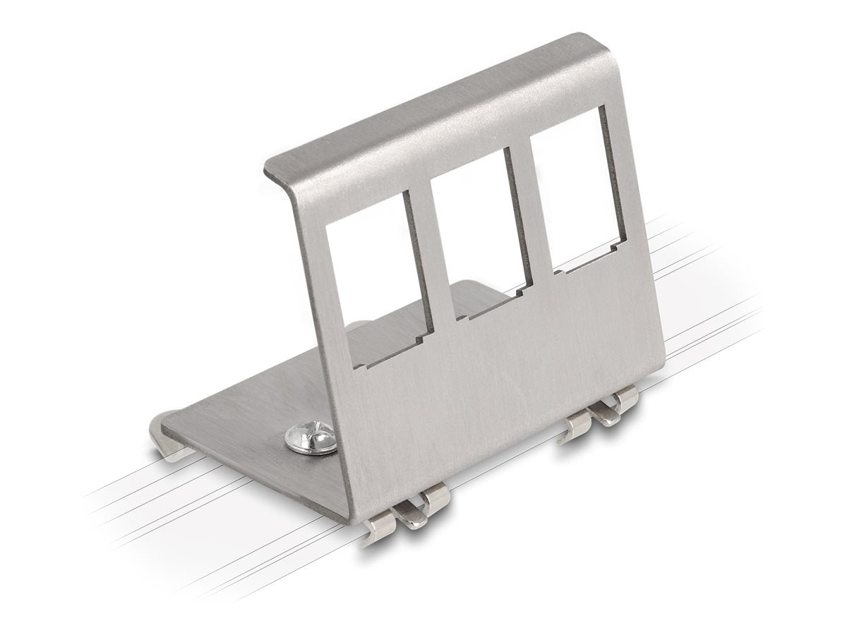 DELOCK Keystone Metall Halterung 3 Port für Hutschiene - Vorderansicht