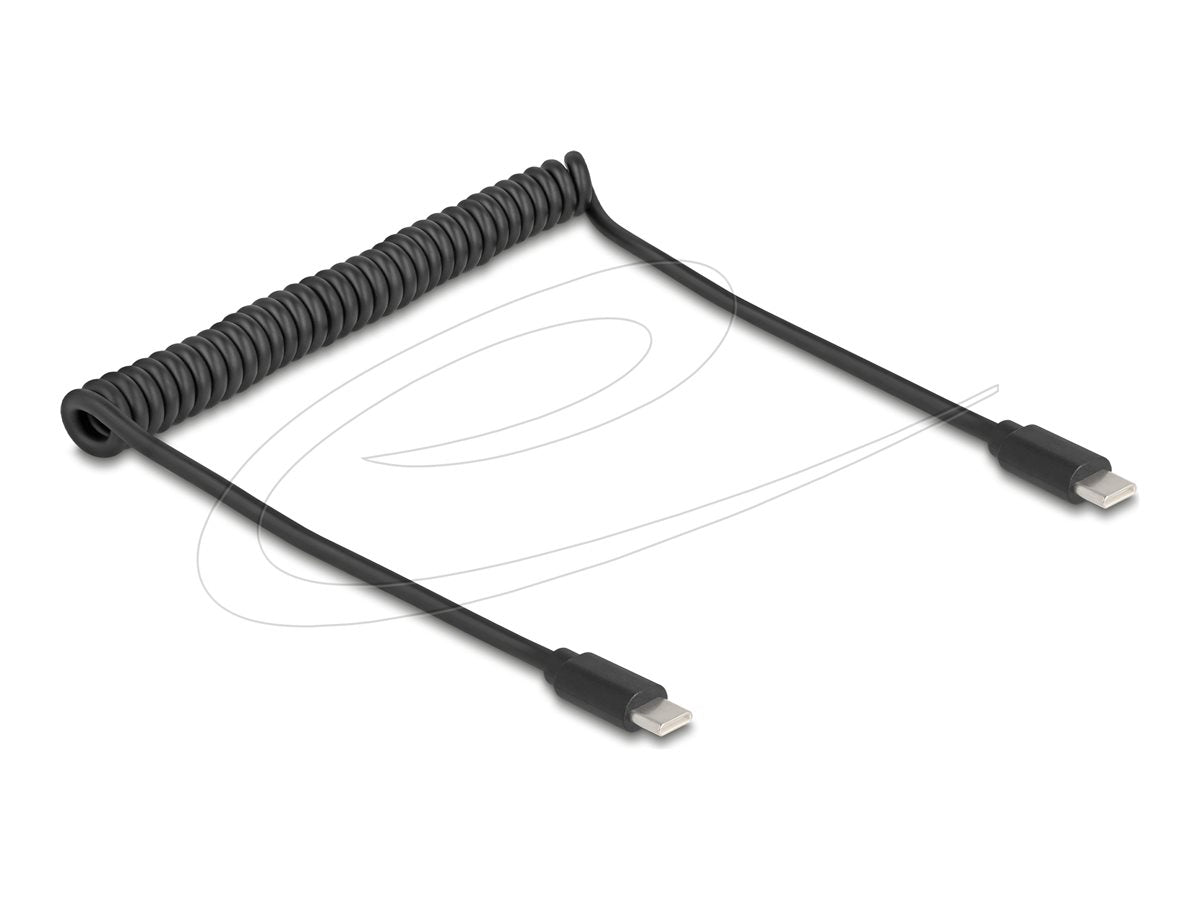 DELOCK USB 2.0 Type-C Spiralkabel Stecker zu Stecker 0,45m bis 0,75m schwarz - Vorderansicht