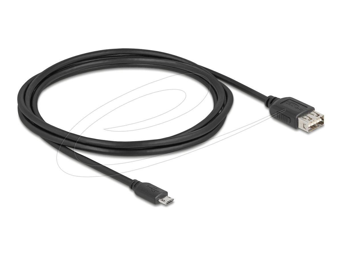 DELOCK USB 2.0 Kabel EASY USB Typ Micro-B Stecker zu EASY USB Typ-A Buchse 2m - Vorderansicht