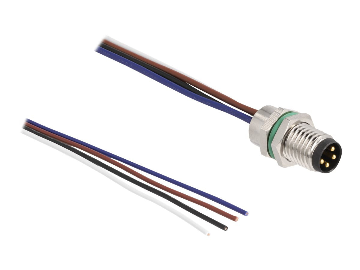 DELOCK M8 4 Pin Stecker für Panel mit offenen Kabeln - Vorderansicht