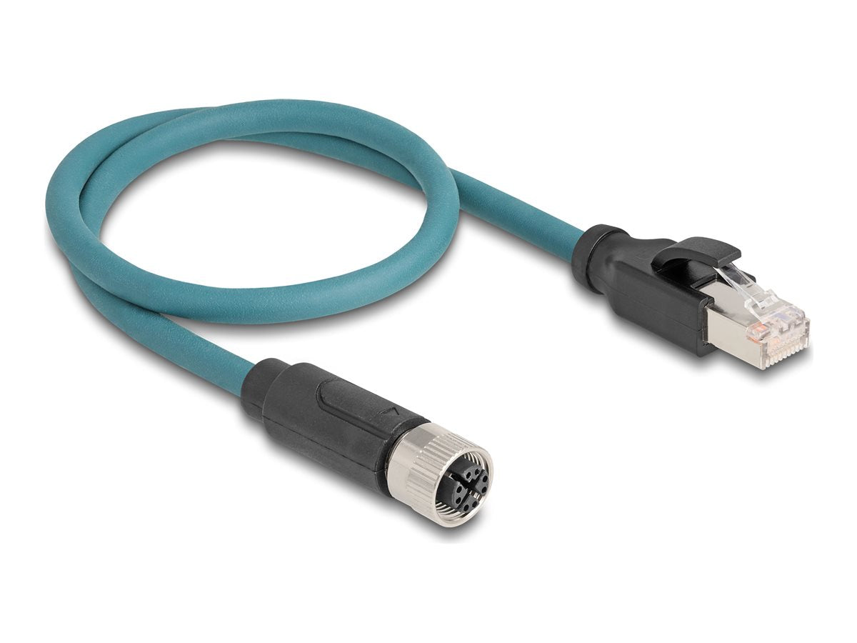 DELOCK M12 Adapterkabel X-kodiert 8 Pin Buchse zu RJ45 Stecker 50cm - Vorderansicht