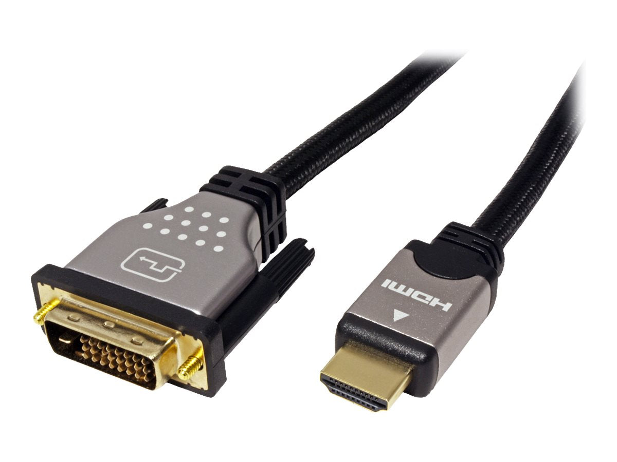 ROLINE Monitorkabel DVI - HDMI ST-ST dual link schwarz / silber 5m Vorderansicht