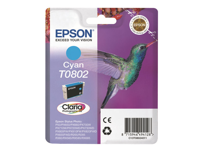 EPSON T0802 Tintenpatrone Cyan im Blister