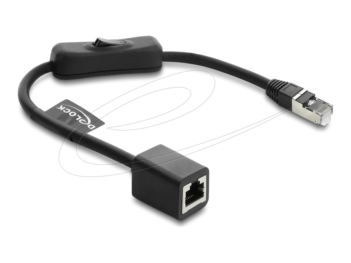 DELOCK RJ45 Kabel Stecker zu Buchse mit Schalter Cat.6 F/UTP 0,3m - Vorderansicht