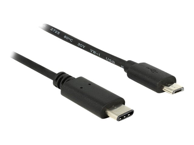 DELOCK Kabel USB Typ-C 2.0 Stecker > USB 2.0 Typ Micro-B Stecker 0,5 m schwarz - Vorderansicht