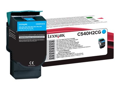 LEXMARK C540, C543, C544, X543, X544 Toner cyan hohe Kapazität Vorderansicht