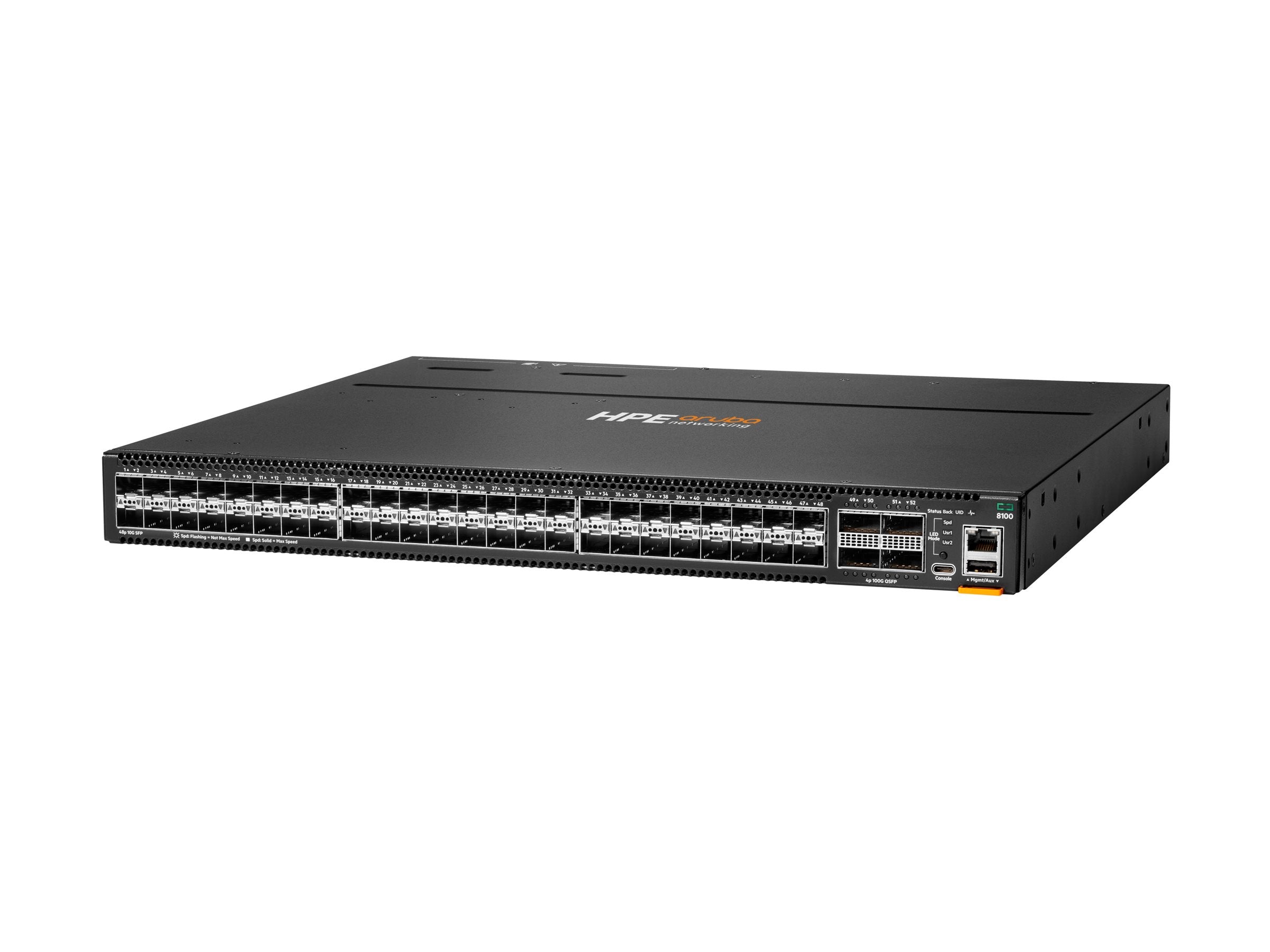 HPE Aruba Networking CX 8100 48x10G SFP+ 4x40/100G QSFP28 FB Airflow 3Fan 2AC PSU Switch Bdl US en