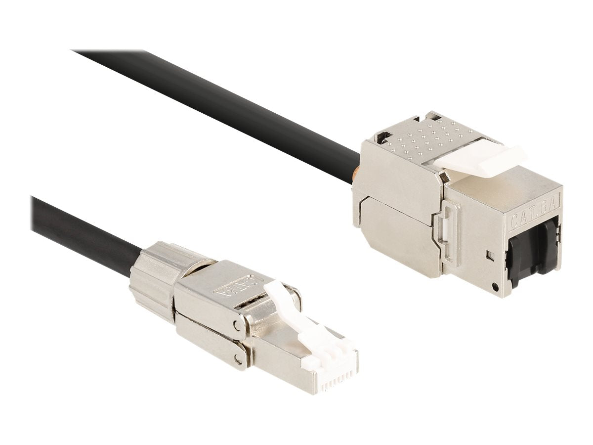 DELOCK Kabel RJ45 Stecker feldkonfektionierbar zu Keystone Modul RJ45 Buchse Cat.6A 2m - Vorderansicht