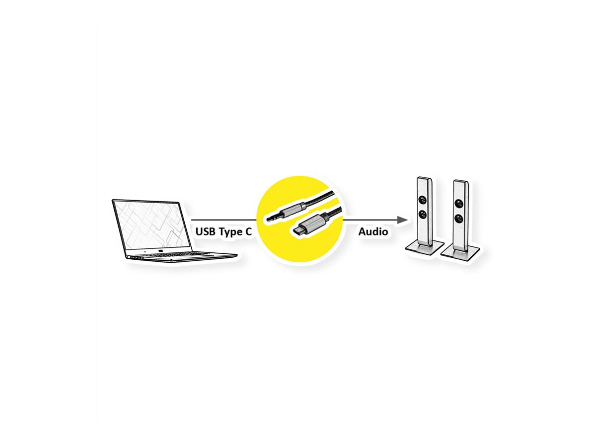 ROLINE Adapter Kabel USB Typ C - 3,5mm Audio ST/ST schwarz 3m - Verpackung