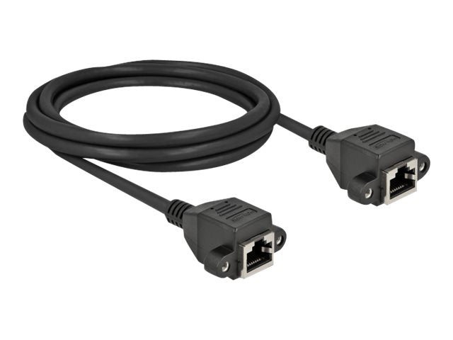 DELOCK Netzwerk Verlängerungskabel S/FTP RJ45 Buchse zu RJ45 Buchse Cat.6A 2m schwarz - Verpackung