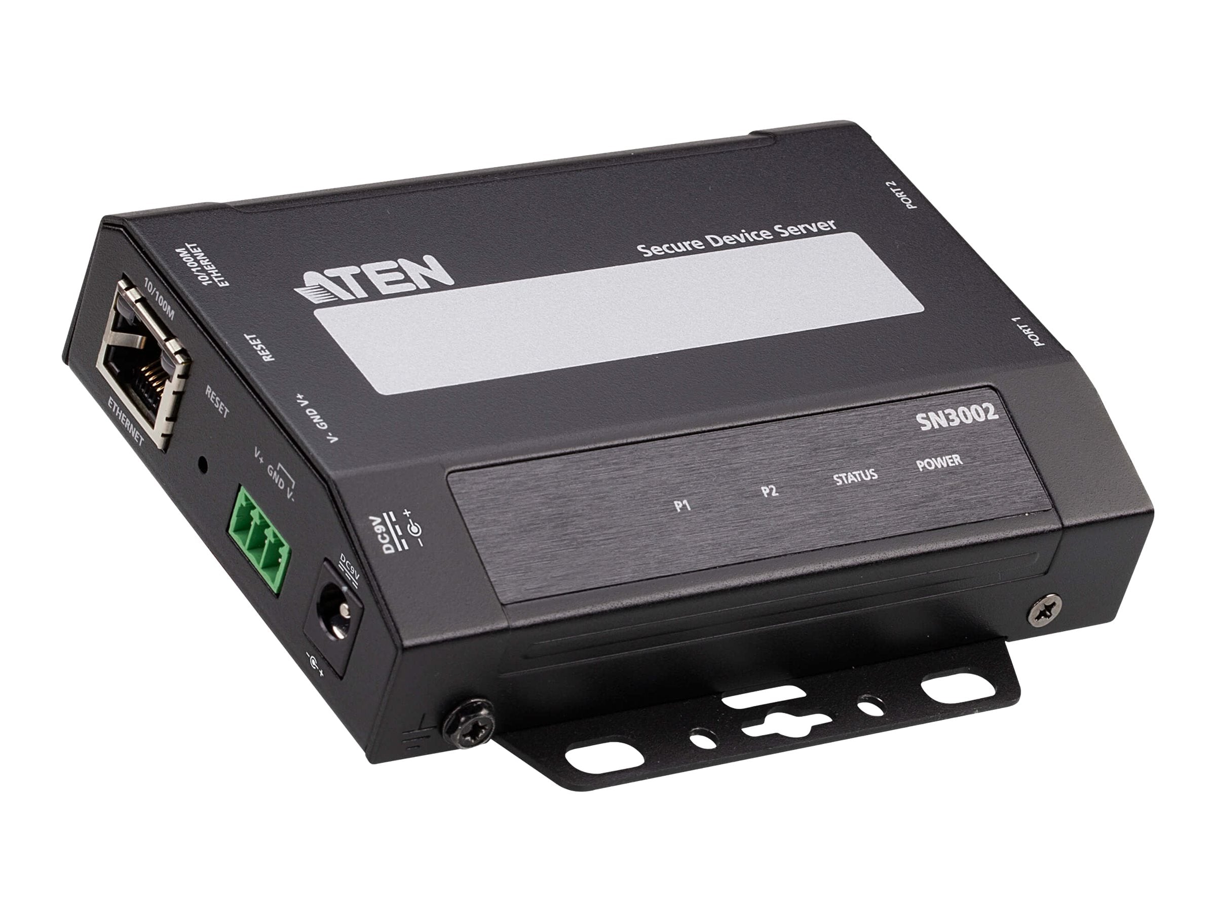 ATEN SN3002 2-Port RS-232 Secure Device Server Rückansicht