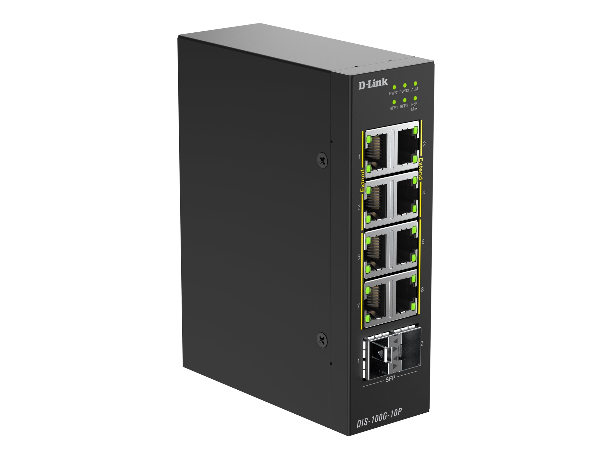D-LINK DIS-100G-10P Industrial unmanaged PoE Switch Vorderansicht