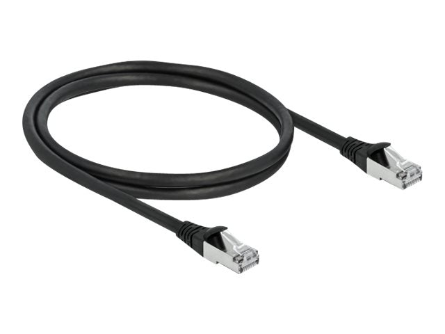 DELOCK RJ45 Netzwerkkabel Cat.6A S/FTP PUR Outdoor 1m schwarz - Vorderansicht