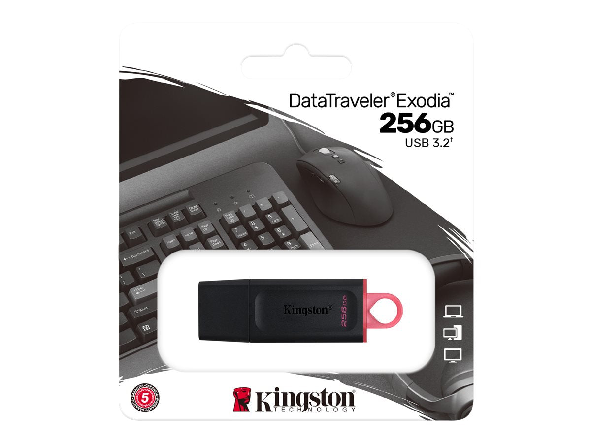 KINGSTON 256GB USB3.2 Gen1 DataTraveler Exodia Black + Pink Vorderansicht