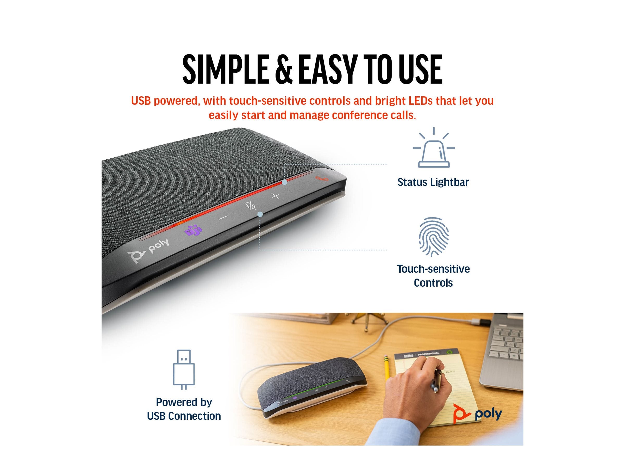 HP Poly Sync 10 USB-A USB-C Speakerphone Vorderansicht