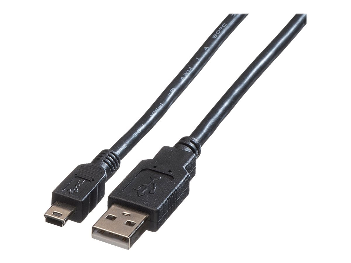 ROLINE USB 2.0 Kabel Typ A - 5-Pin Mini schwarz 3m Verpackung