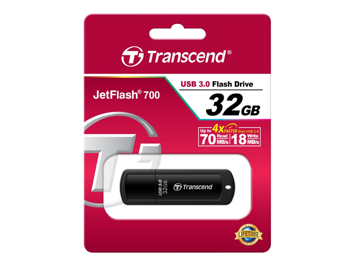 TRANSCEND JetFlash 700 32GB USB 3.0 Flash Drive Seitenansicht