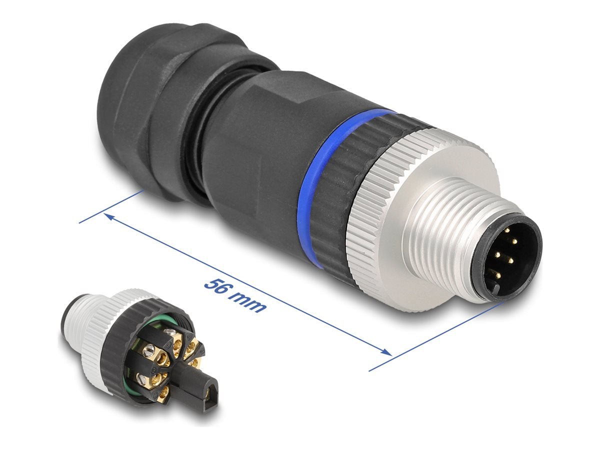 DELOCK M12 Steckverbinder A-kodiert 8 Pin Stecker Vorderansicht