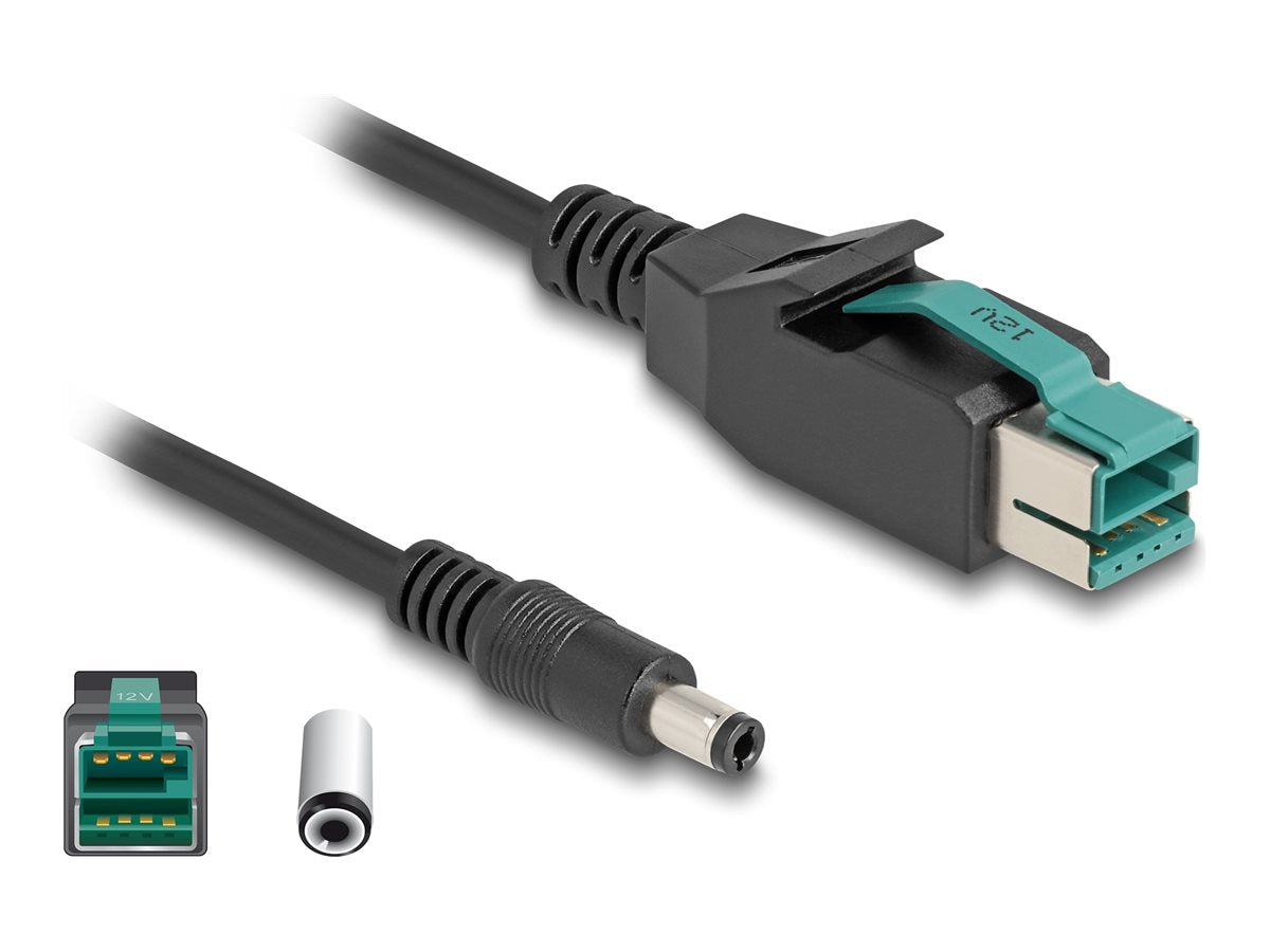 DELOCK PoweredUSB Kabel Stecker 12 V zu DC 5,5 x 2,5mm Stecker 1m - Vorderansicht