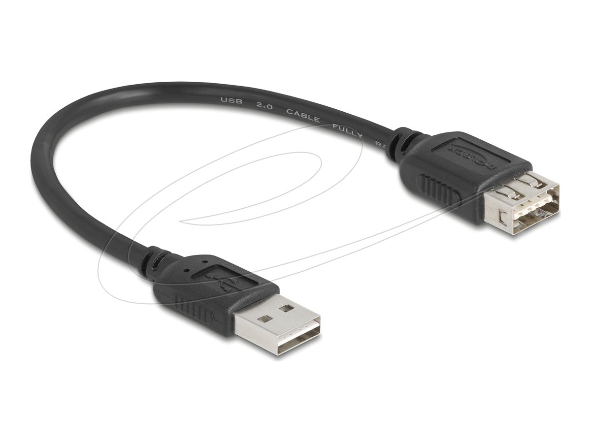 DELOCK USB 2.0 Verlängerungskabel EASY USB Typ-A Stecker zu EASY USB Typ-A Buchse 0,2m - Vorderansicht