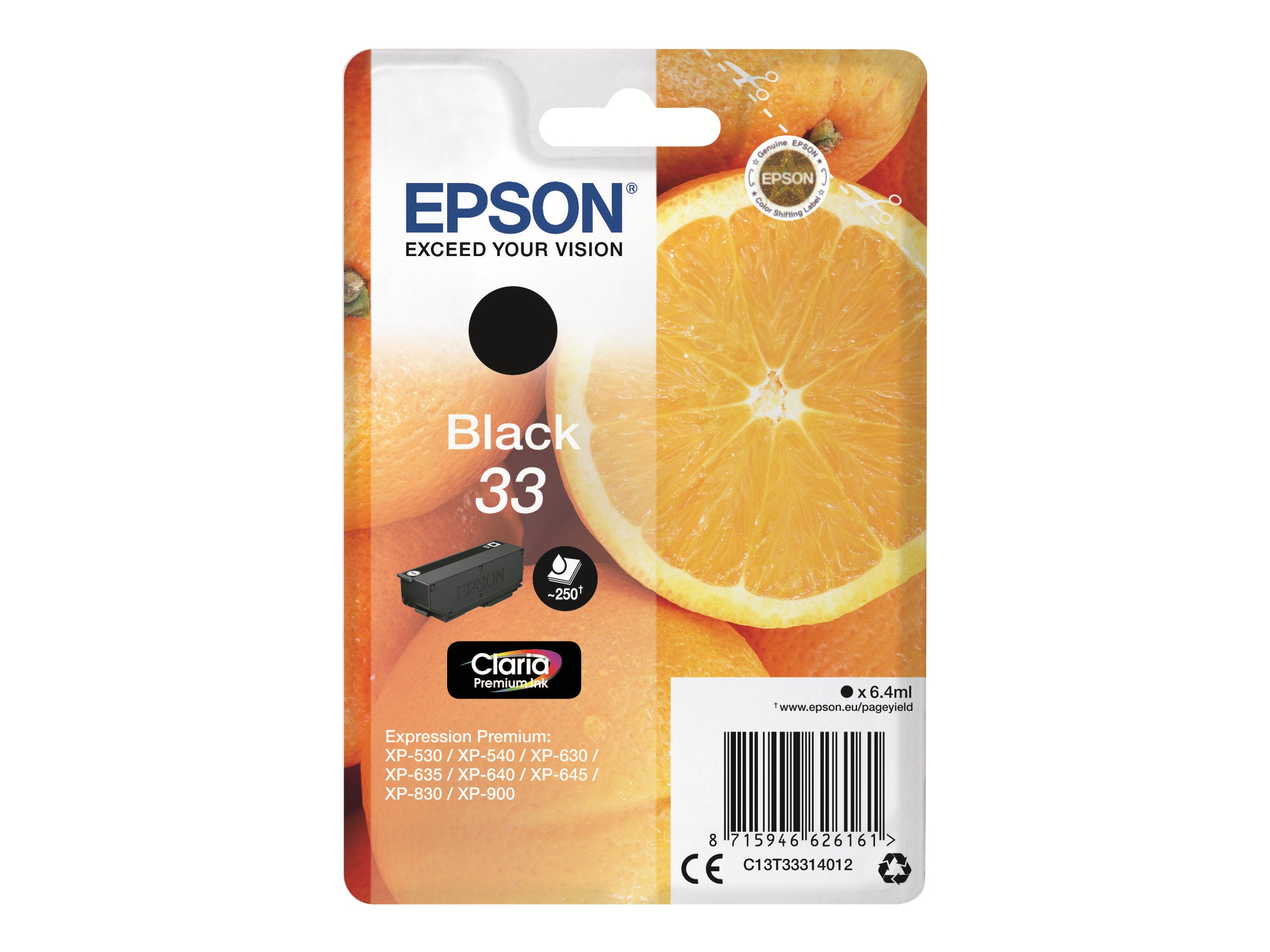 EPSON 4LB Singlepack Black 33 Claria Premium Ink Vorderansicht