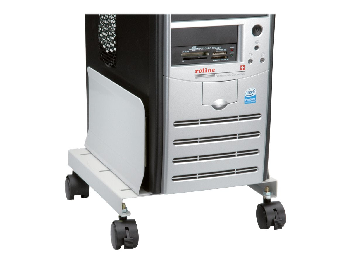 ROLINE PC-Ständer rollbar beige - Seitenansicht
