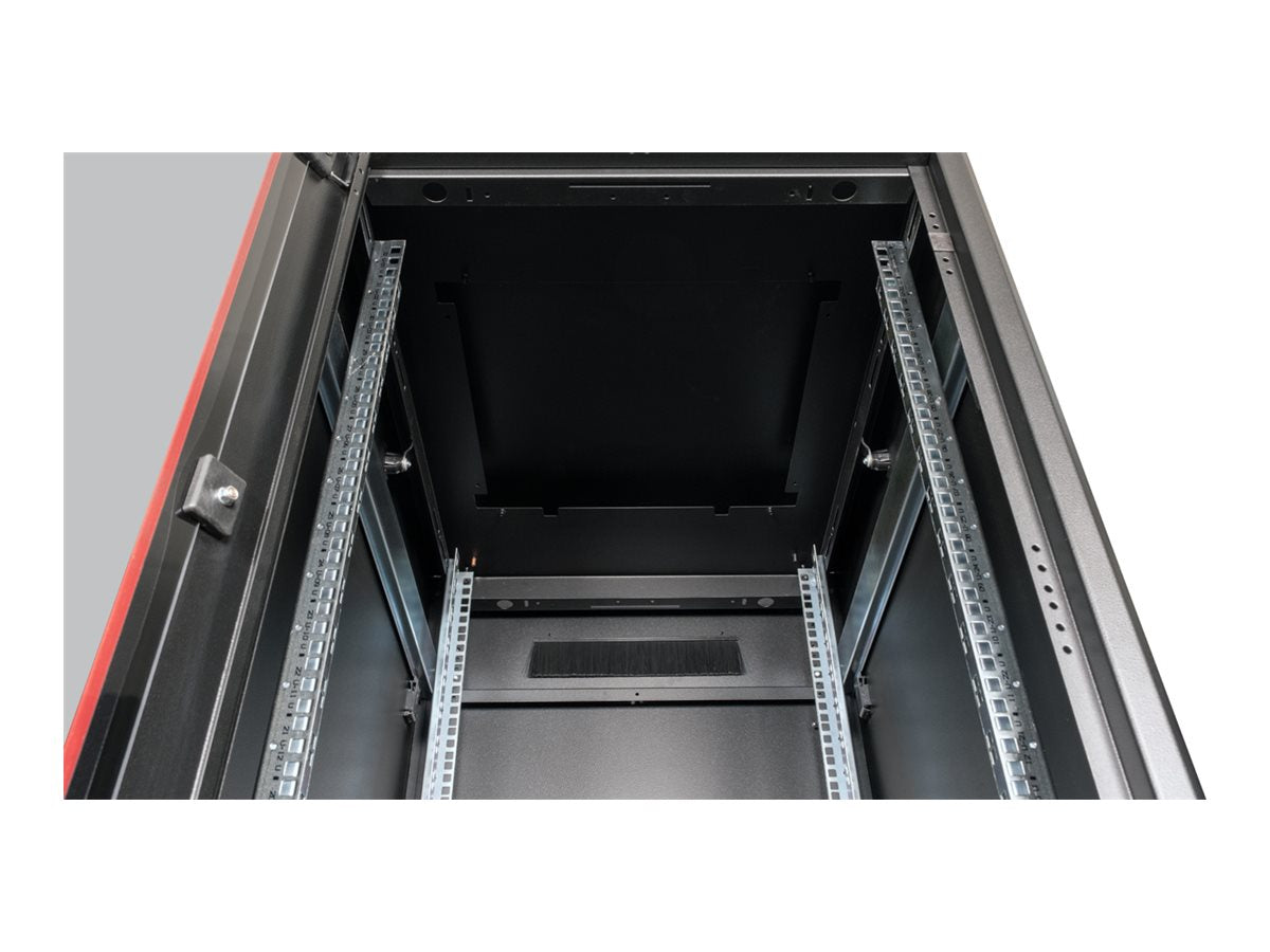 ROLINE Netzwerkschrank Pro 48,26cm 19Zoll 32 HE 600x800 BxT Glastür schwarz - Detailansicht der Glastür