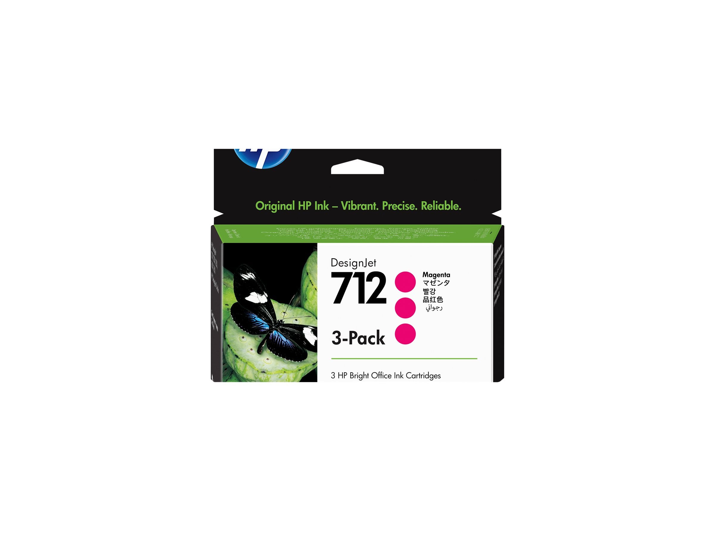 HP 712 3-Pack Magenta DesignJet Ink Cartridge Vorderansicht
