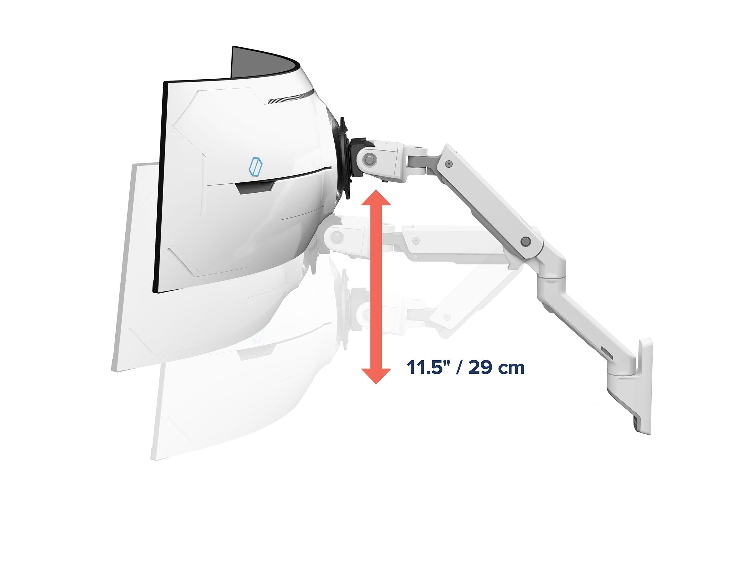 Vorderansicht des ERGOTRON HX Monitor Arms mit VHD-Gelenk