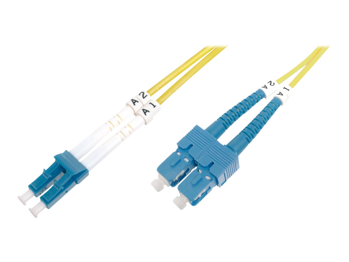 DIGITUS LWL Patchkabel SC (APC) auf LC (PC) Singlemode 09/125 m Duplex Vorderansicht