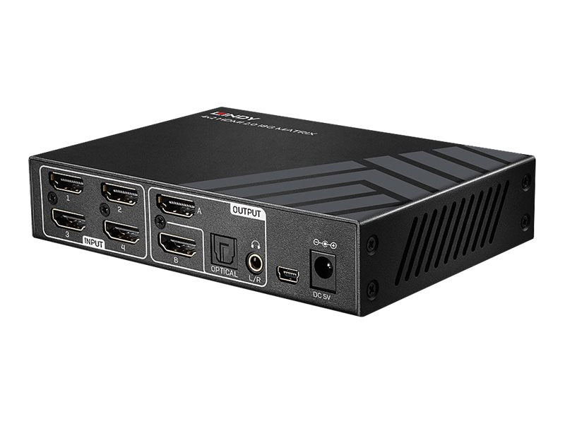 LINDY 4x2 HDMI 2.0 4K Matrix Switch Anschlussmöglichkeiten