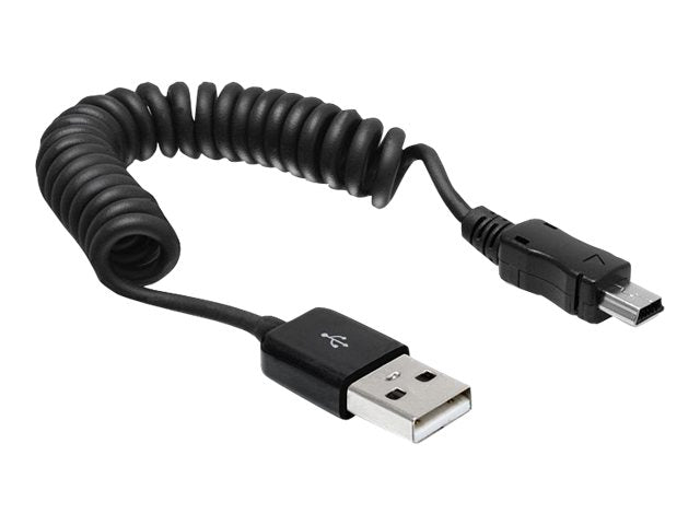 DELOCK Kabel USB 2.0 A Stecker > USB 2.0 Mini 5 Pin Stecker Spiralkabel - Vorderansicht