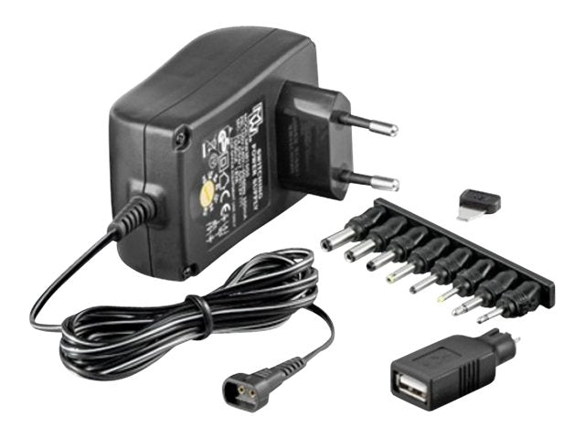 TECHLY Steckernetzteil schwarz 3-12V 1500mA Vorderansicht