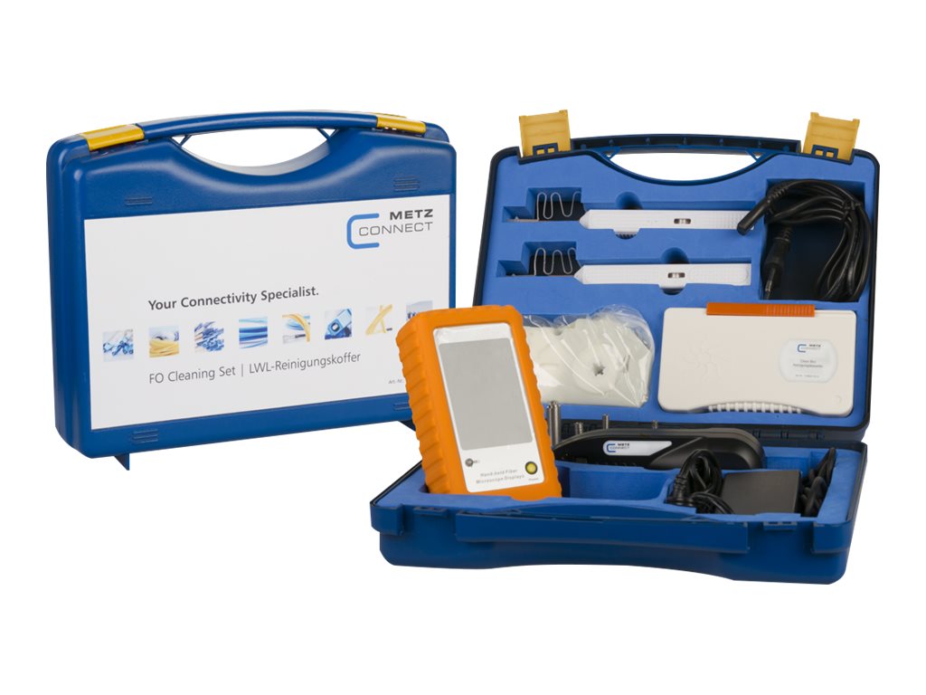 METZ CONNECT LWL-Reinigungskoffer mit Monitor - Vorderansicht