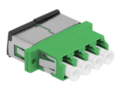 DELOCK LWL Kupplung mit Laserschutzklappe LC Quad Buchse zu LC Quad Buchse Singlemode grün