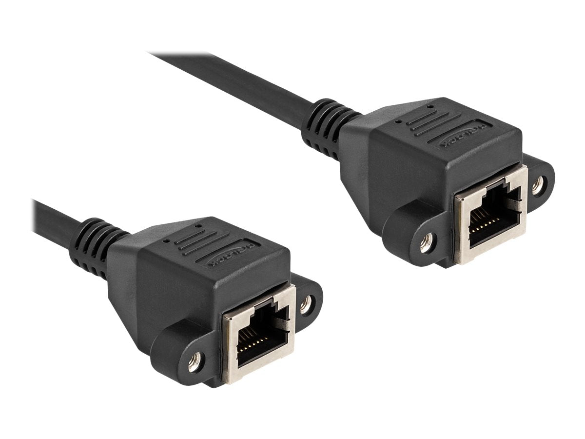 DELOCK RJ50 Verlängerungskabel Buchse zu Buchse S/FTP 0,5m schwarz - Vorderansicht