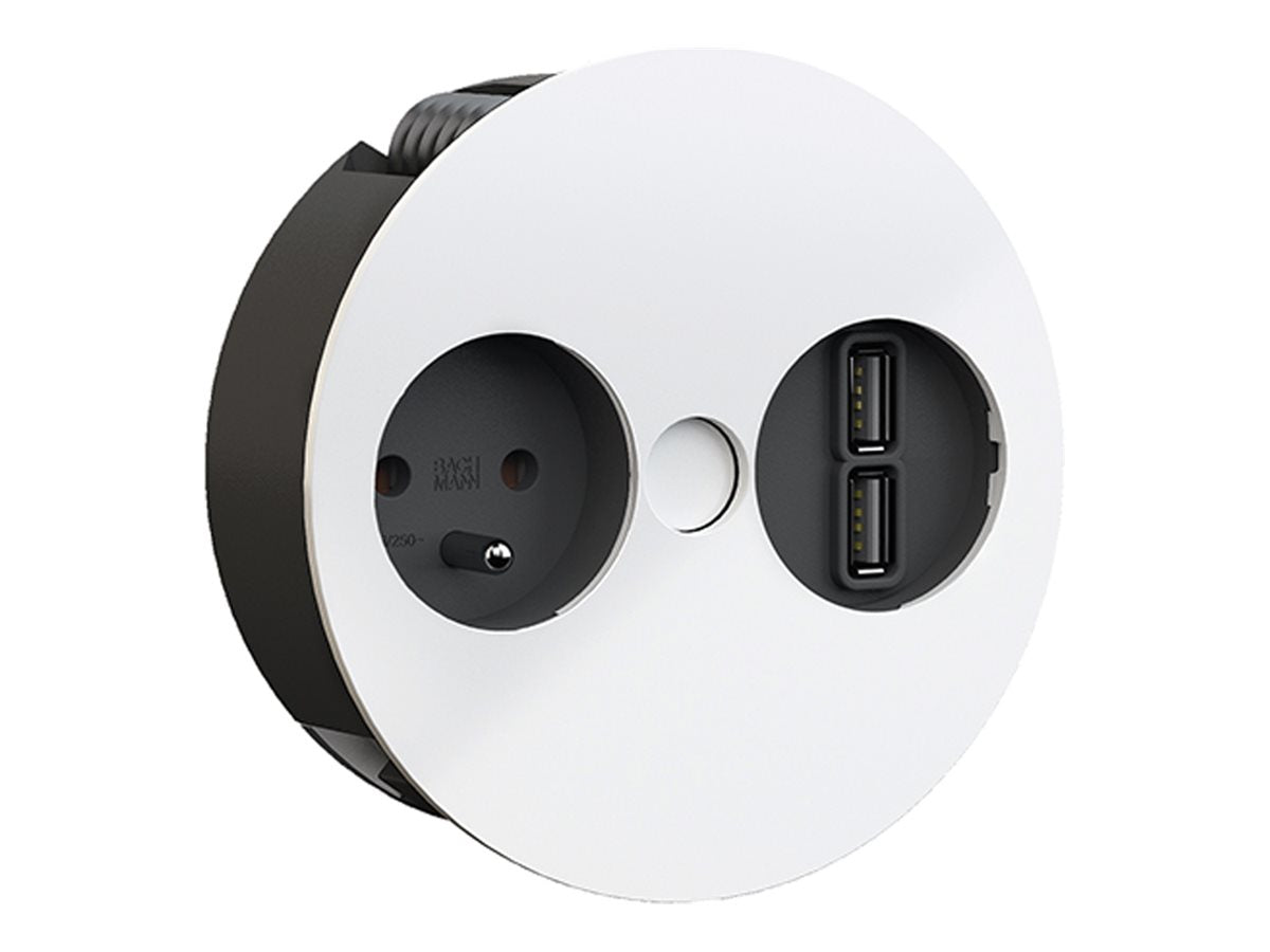 BACHMANN TWIST 1xUTE 1xUSB Charger Strom 2,0m Vorderansicht