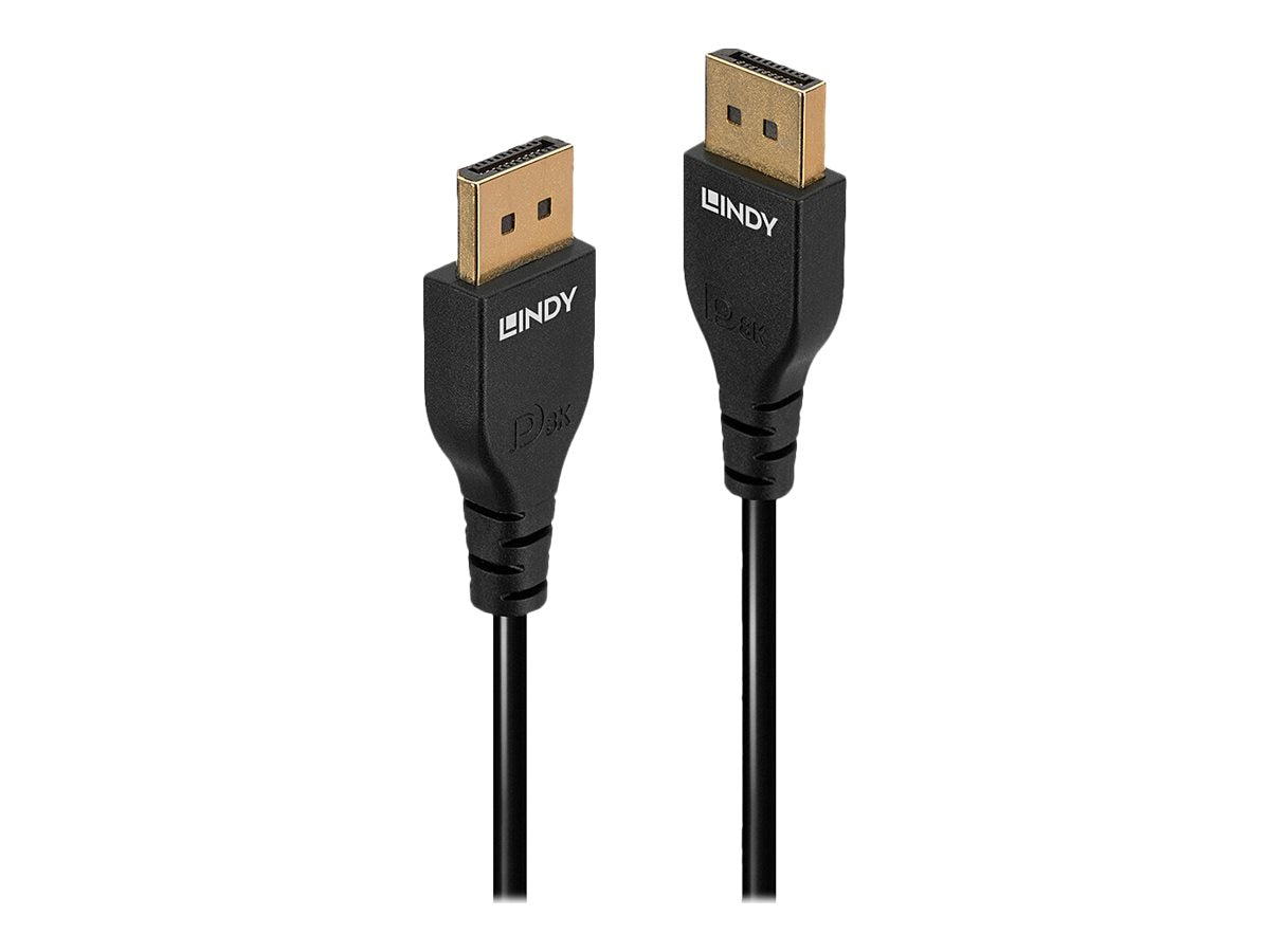 LINDY 0,5m DisplayPort 1.4 Kabel Slim DP-Stecker an DP-Stecker - Vorderansicht