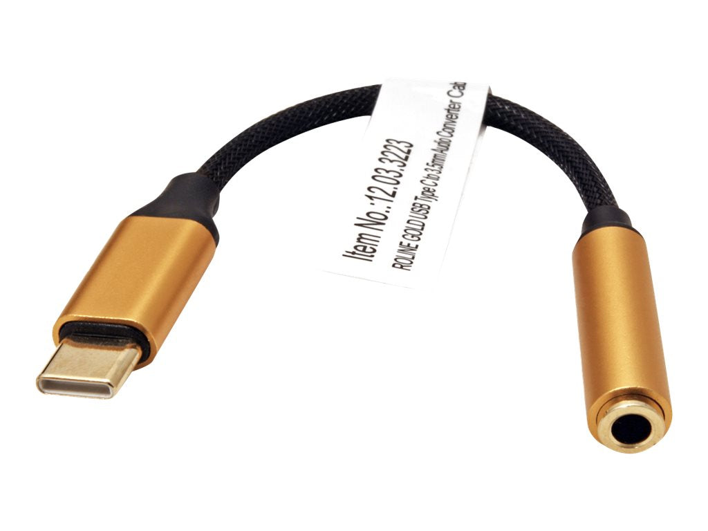ROLINE GOLD Adapter USB Typ C - 3,5mm Audio ST/BU 0,13m Vorderansicht