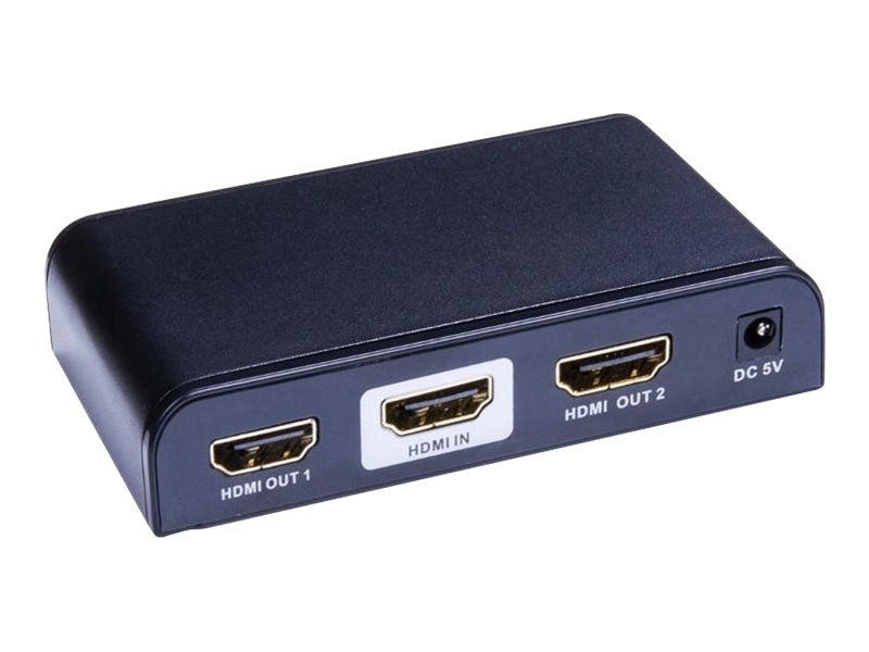 TECHLY HDMI2.0 Splitter 4K UHD 3D 2-Port schwarz Ermoeglicht das gleiche Bild auf zwei Monitoren gleichzeitig anzuzeigen bis zu 25m