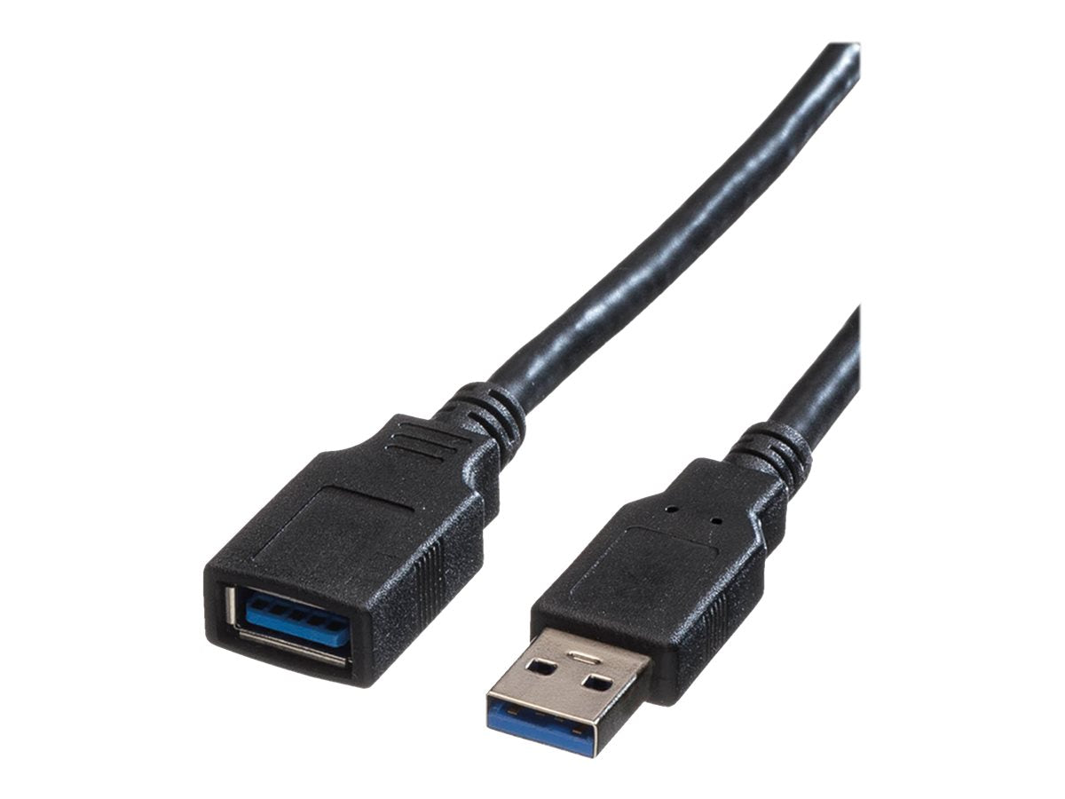 ROLINE USB 3.2 Gen 1 Kabel Typ A-A ST/BU schwarz 1,8m Vorderansicht