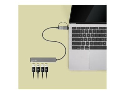 MANHATTAN 4-Port USB 3.0 Typ-C/-A Hub Anschlussmöglichkeiten