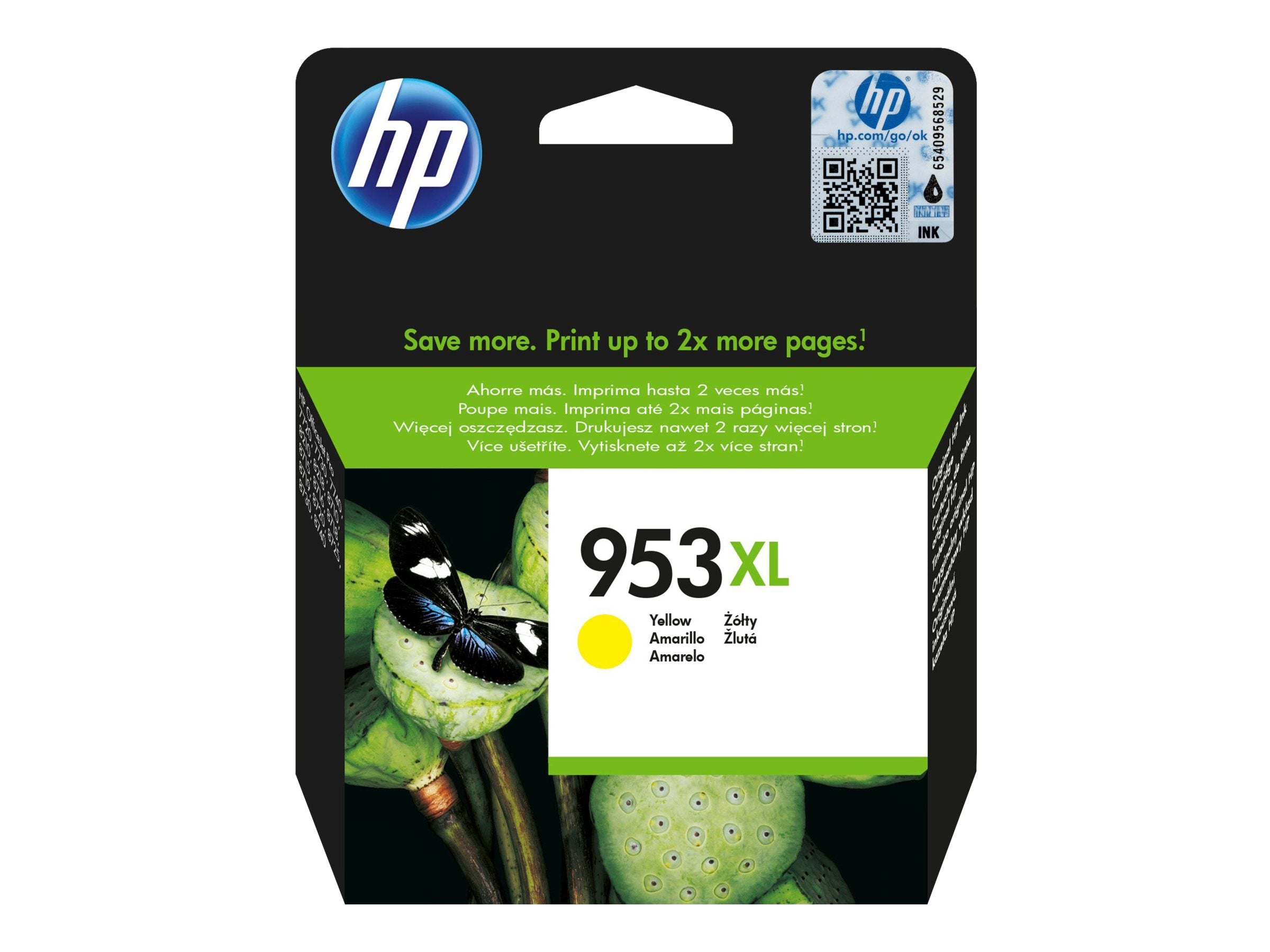 HP 953XL original Tintenpatrone F6U18AE BGX Gelb Verpackung