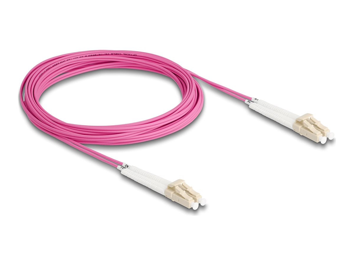 DELOCK LWL Kabel LC Duplex zu LC Duplex Multimode OM4 winkelbar 5m - Vorderansicht