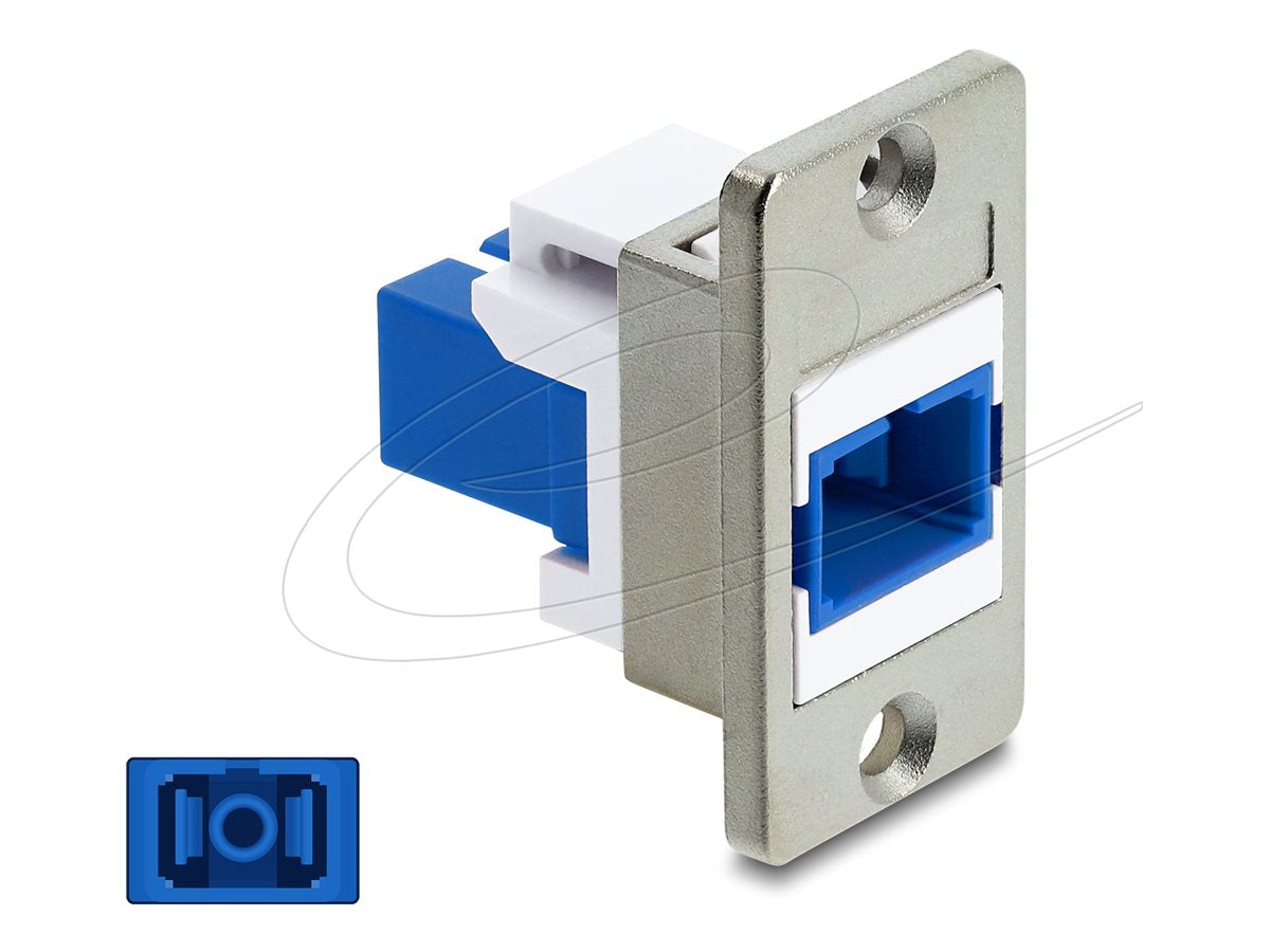DELOCK Panel Mount SC Simplex Buchse zu SC Simplex Buchse silber / blau / weiss