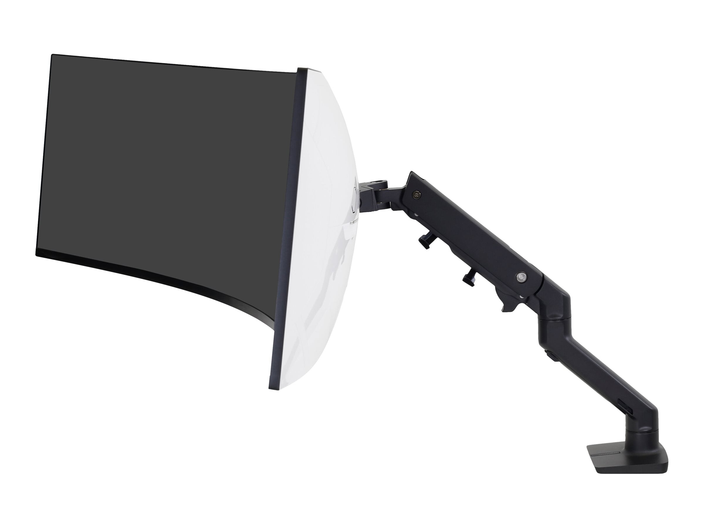 Vorderansicht des ERGOTRON HX Monitorarms mit HD Monitorgelenk in schwarz