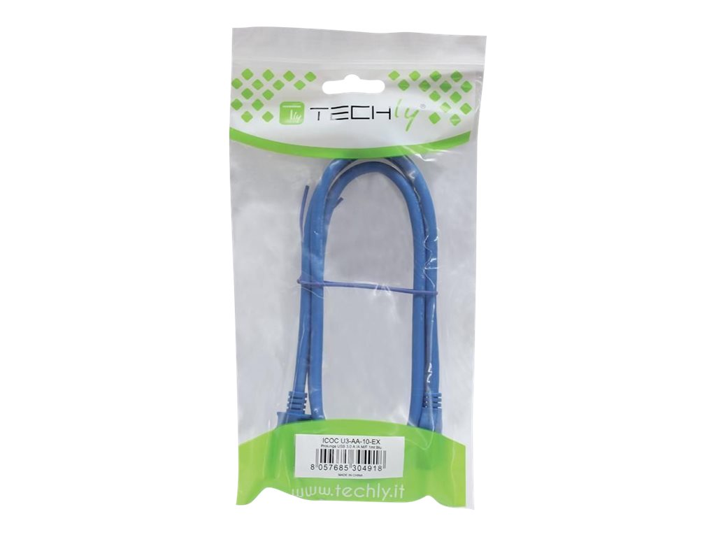 TECHLY USB3.0 Verlängerungskabel blau 0,5m Vorderansicht