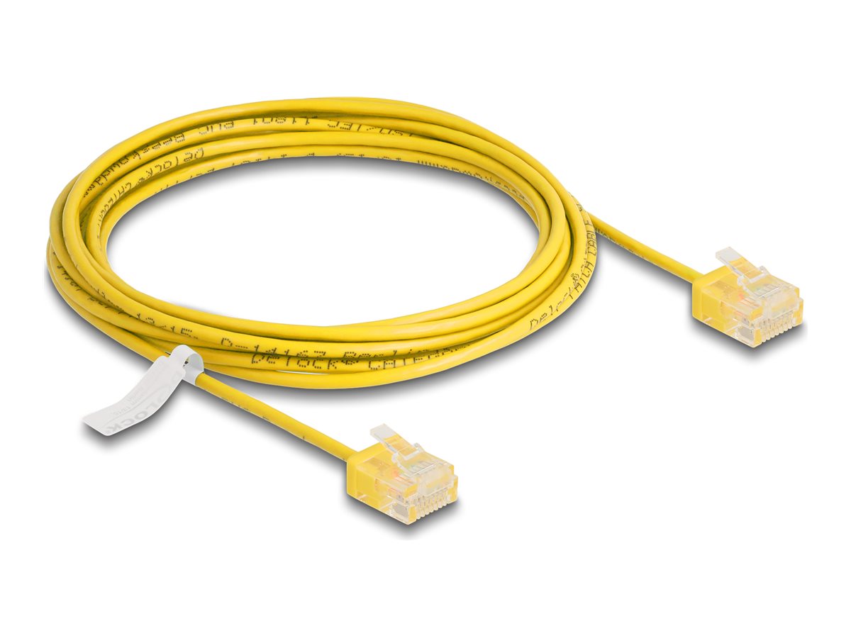 DELOCK RJ45 Netzwerkkabel Cat.6 UTP Ultra Slim 3m gelb mit kurzen Steckern
