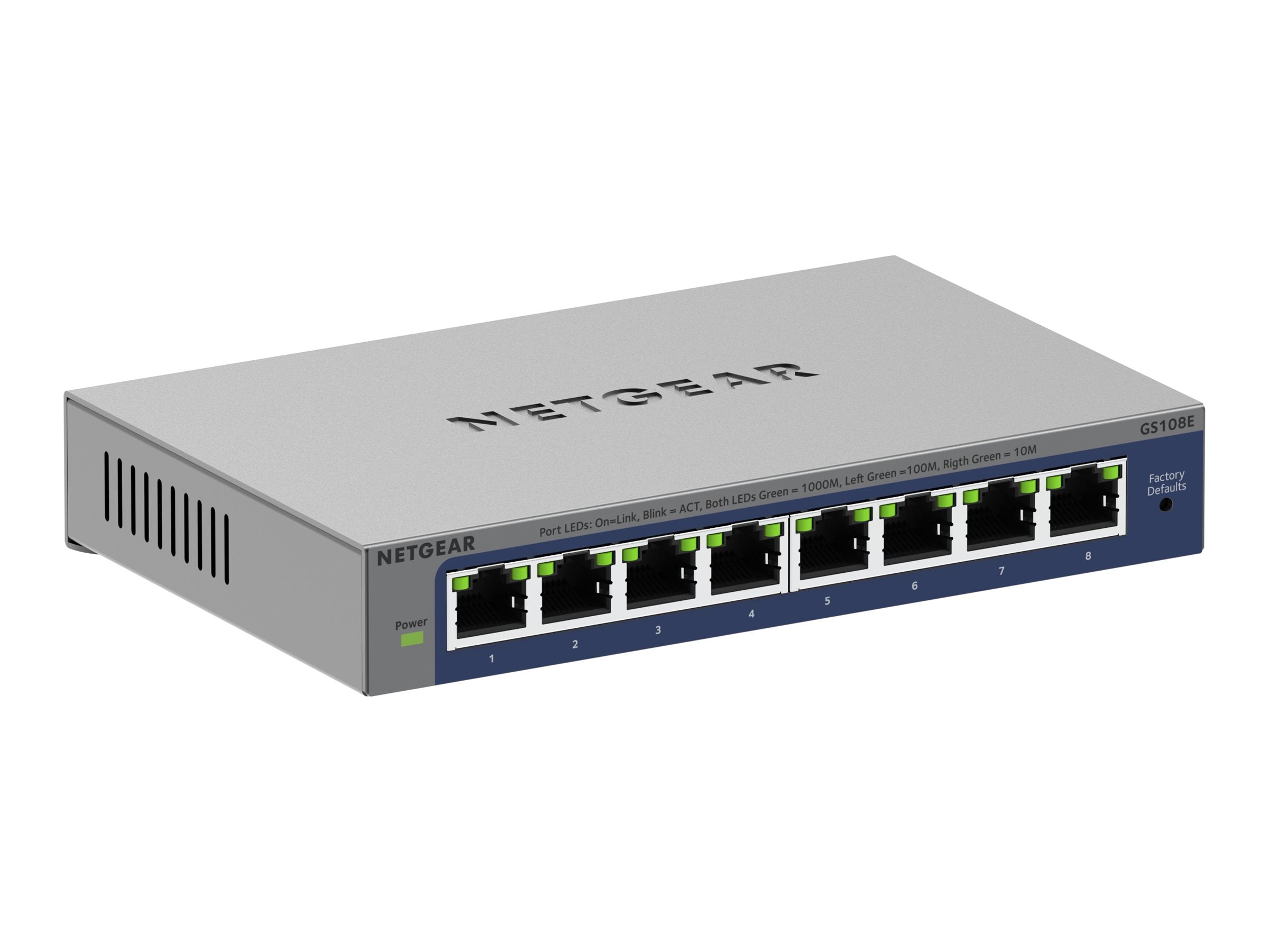 NETGEAR 8Port Gigabit Plus Switch GS108E - Vorderansicht